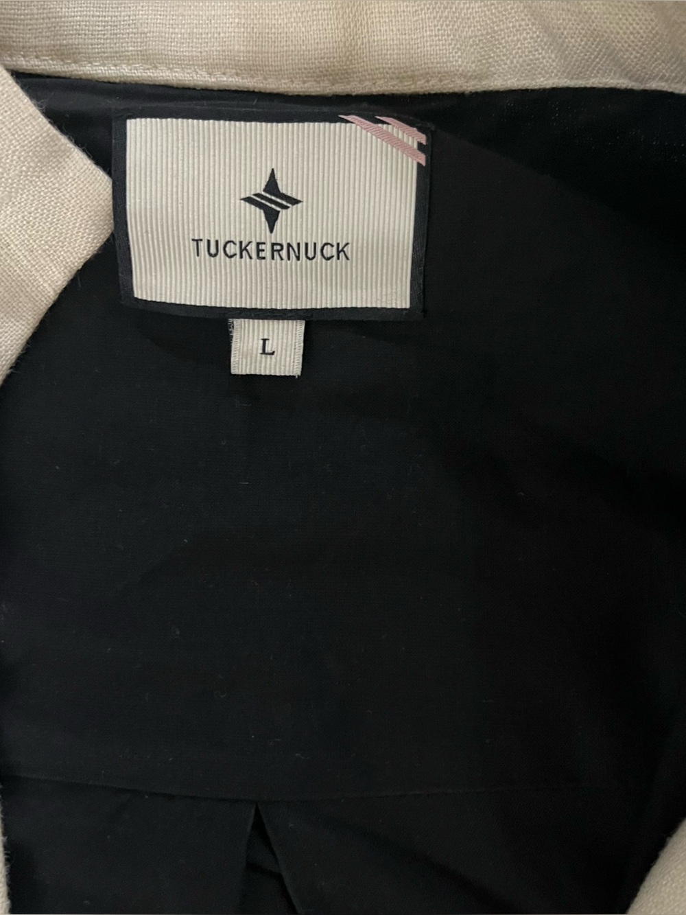 Tuckernuck Linen Collins Caftan Dress Size L Black Resort Coastal Preppy - Picture 3 of 7